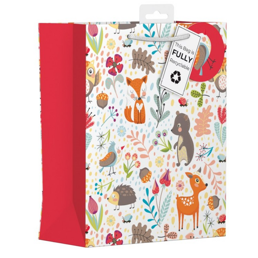 Giftmaker Woodland Cartoon Animal Print Recyclable Gift Bag
