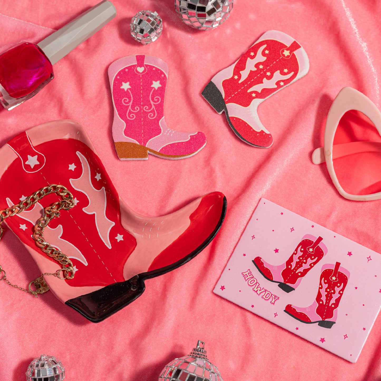 Sass & Belle Cowgirl Boots Pink Pony Club Rectangle Compact Mirror