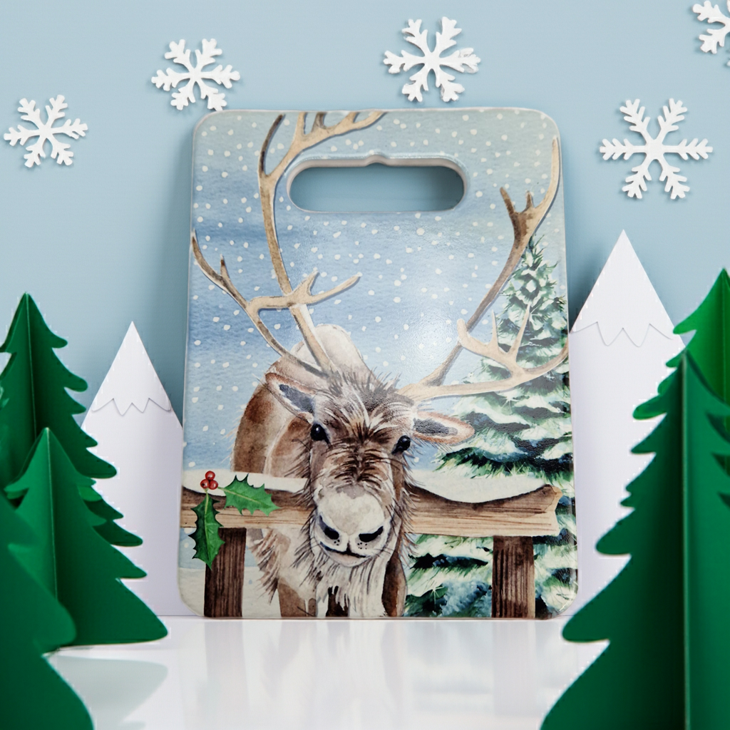 Langs of Derbyshire Christmas Reindeer Ceramic Trivet Serving Decorative Board