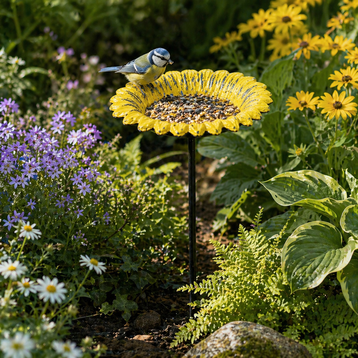 Portland Living Co. Iron Sunflower Top Bird Feeder 83cm