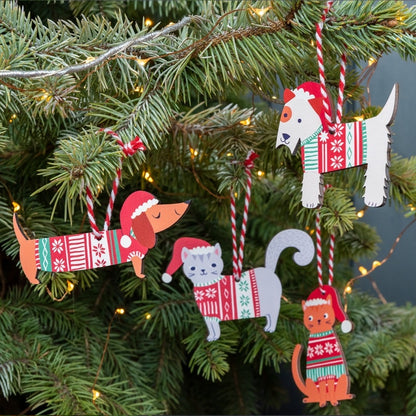 Wooden Scottie Dog Christmas Hanging Decoration Rex London Cute Tree Dec