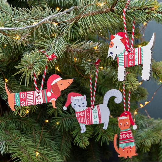 Wooden Scottie Dog Christmas Hanging Decoration Rex London Cute Tree Dec