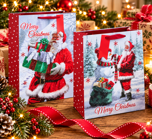 Christmas Gift Bag Traditional Santa Design Large