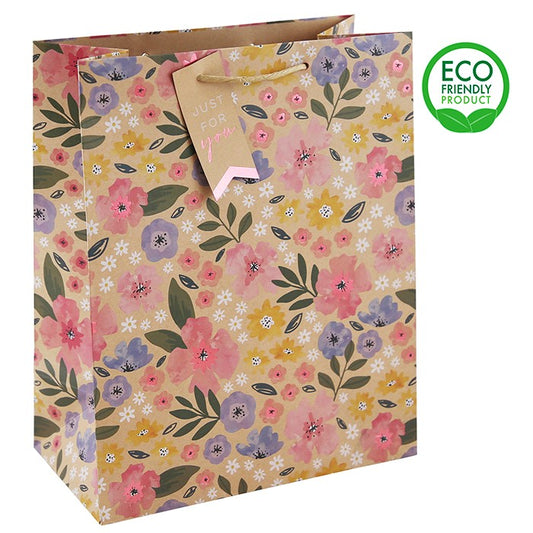 Kraft Pink Floral Large Gift Bag