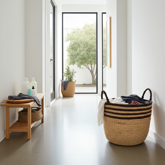 Sass & Belle Black Stripe Natural Jute Storage Bag