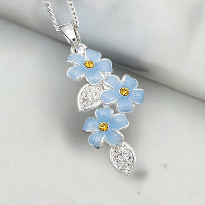 Equilibrium Forget Me Not Silver Plated Cascade Necklace