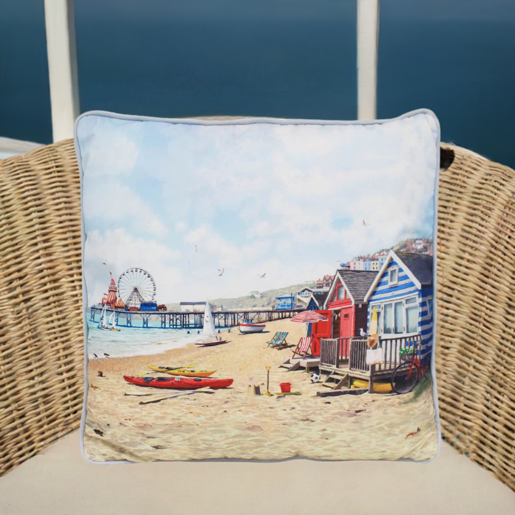 Lesser & Pavey Sandy Bay Beach Scene Cushion 40cm x 40cm