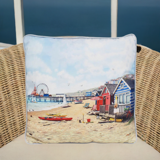 Lesser & Pavey Sandy Bay Beach Scene Cushion 40cm x 40cm