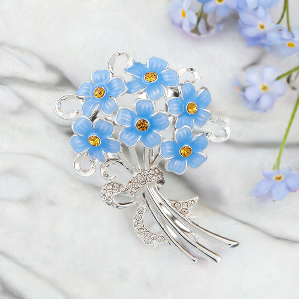 Equilibrium Forget Me Not Silver Plated Brooch