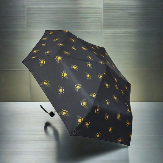 Black & Gold Bee Print Brolly