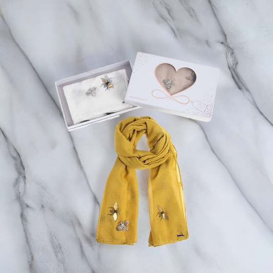 Equilibrium Busy Bees Scarf & Brooch Gift Set