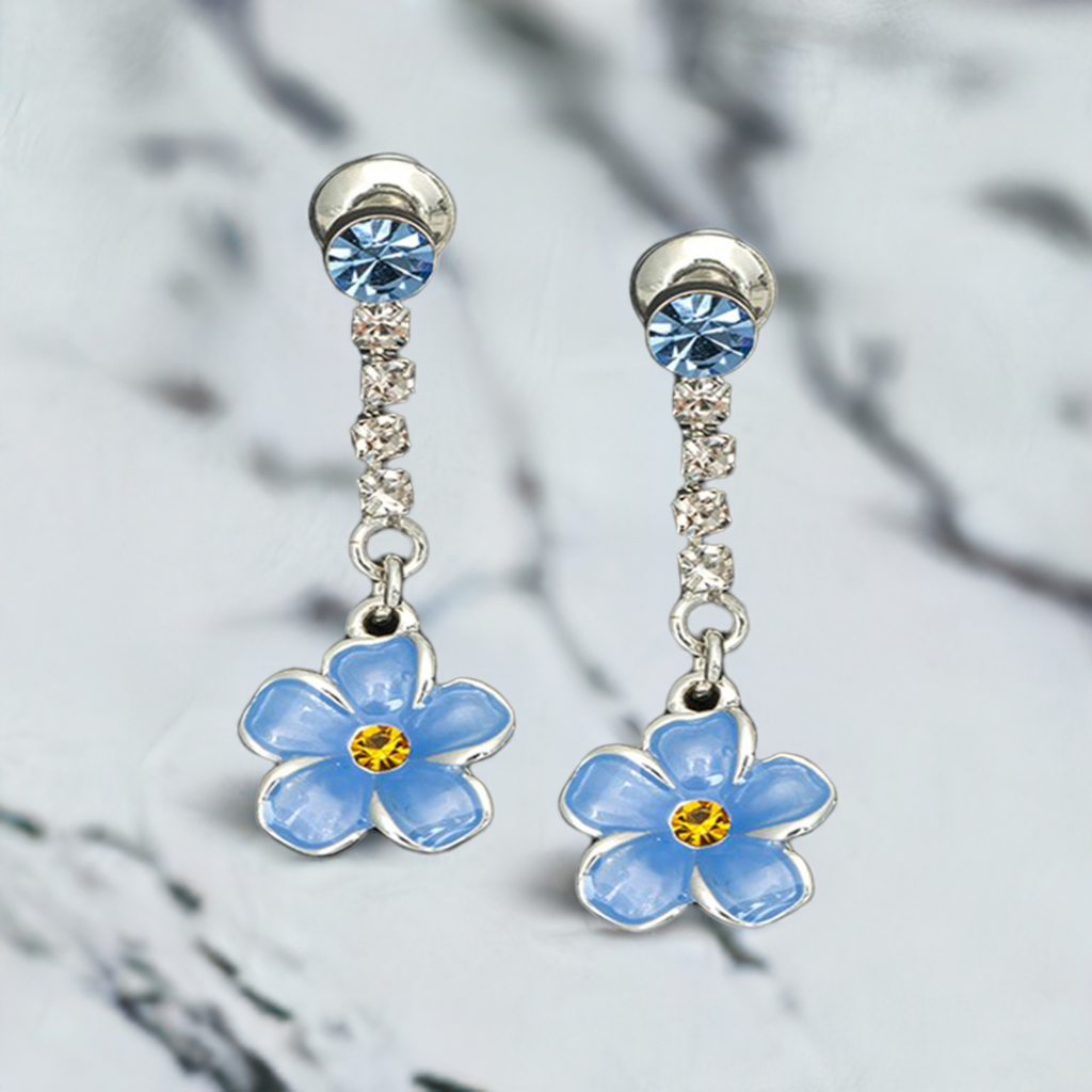 Equilibrium Forget Me Not Silver Plated Dangle Earrings