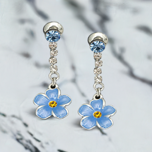 Equilibrium Forget Me Not Silver Plated Dangle Earrings