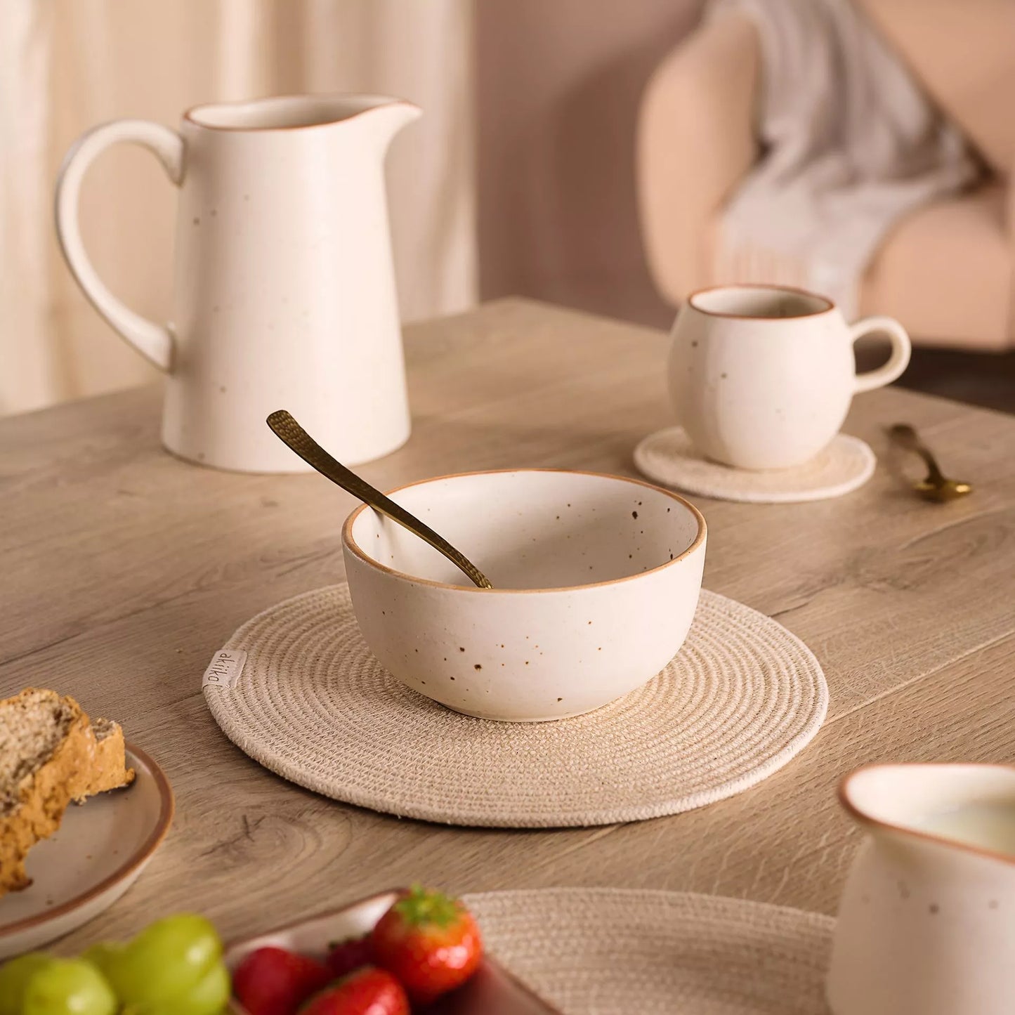 Hestia Beige 2 Tone Speckle Stoneware 5" Soup Cereal Bowl