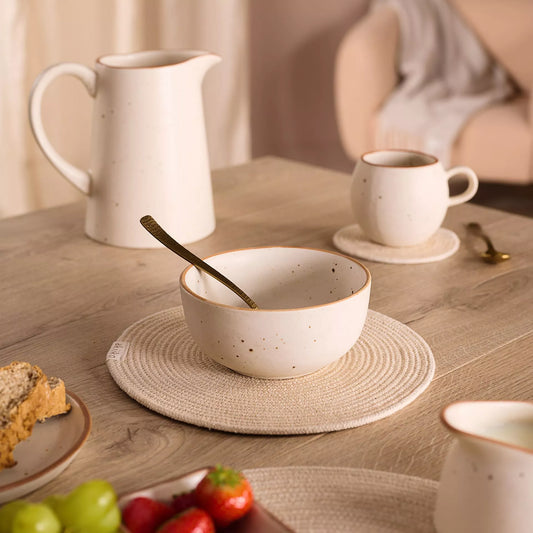Hestia Beige 2 Tone Speckle Stoneware 5" Soup Cereal Bowl