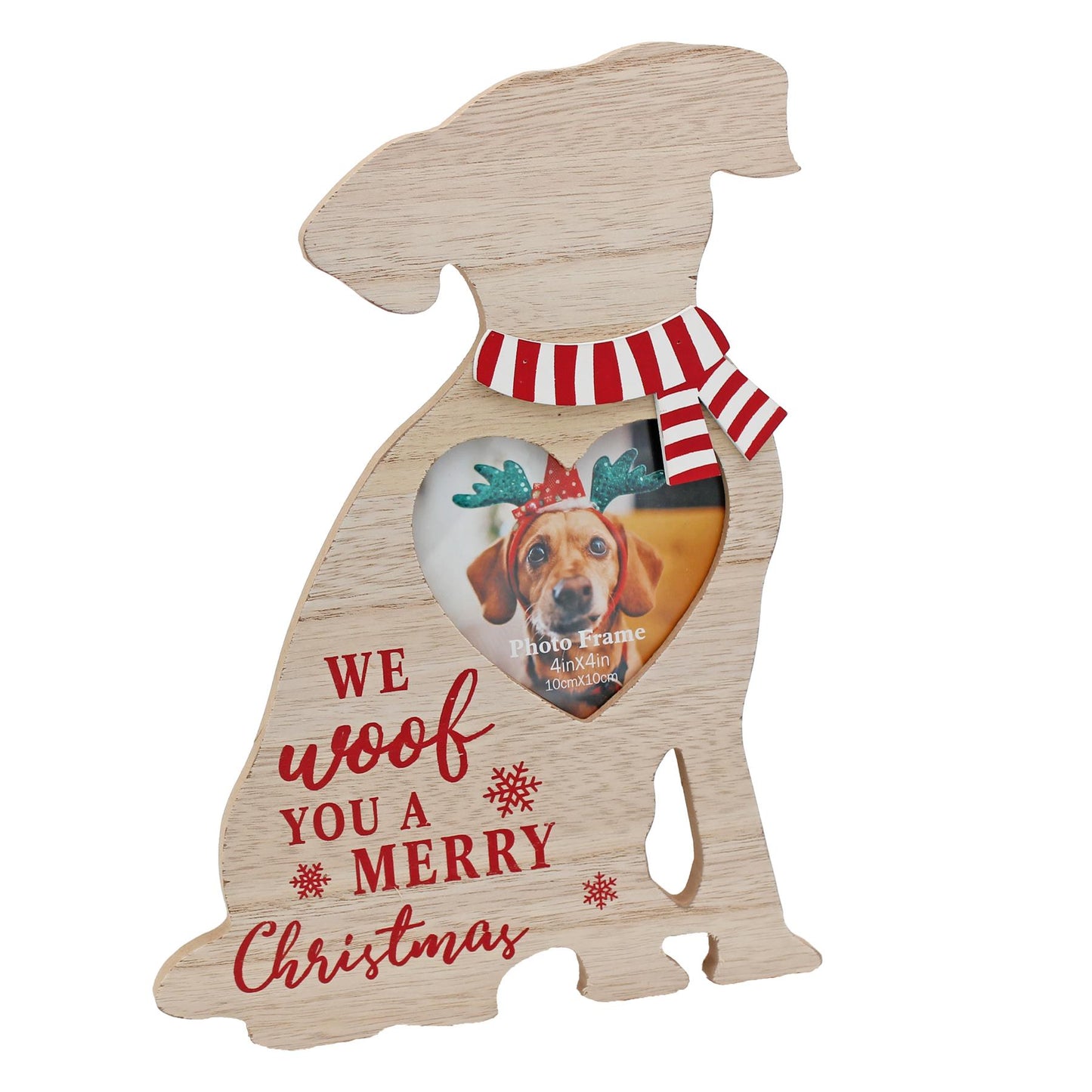 Christmas Pet Photo Frame with Heart 27cm Wooden