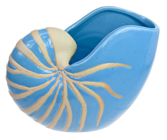 Quay Traders Blue Ceramic Nautilus Shell Vase