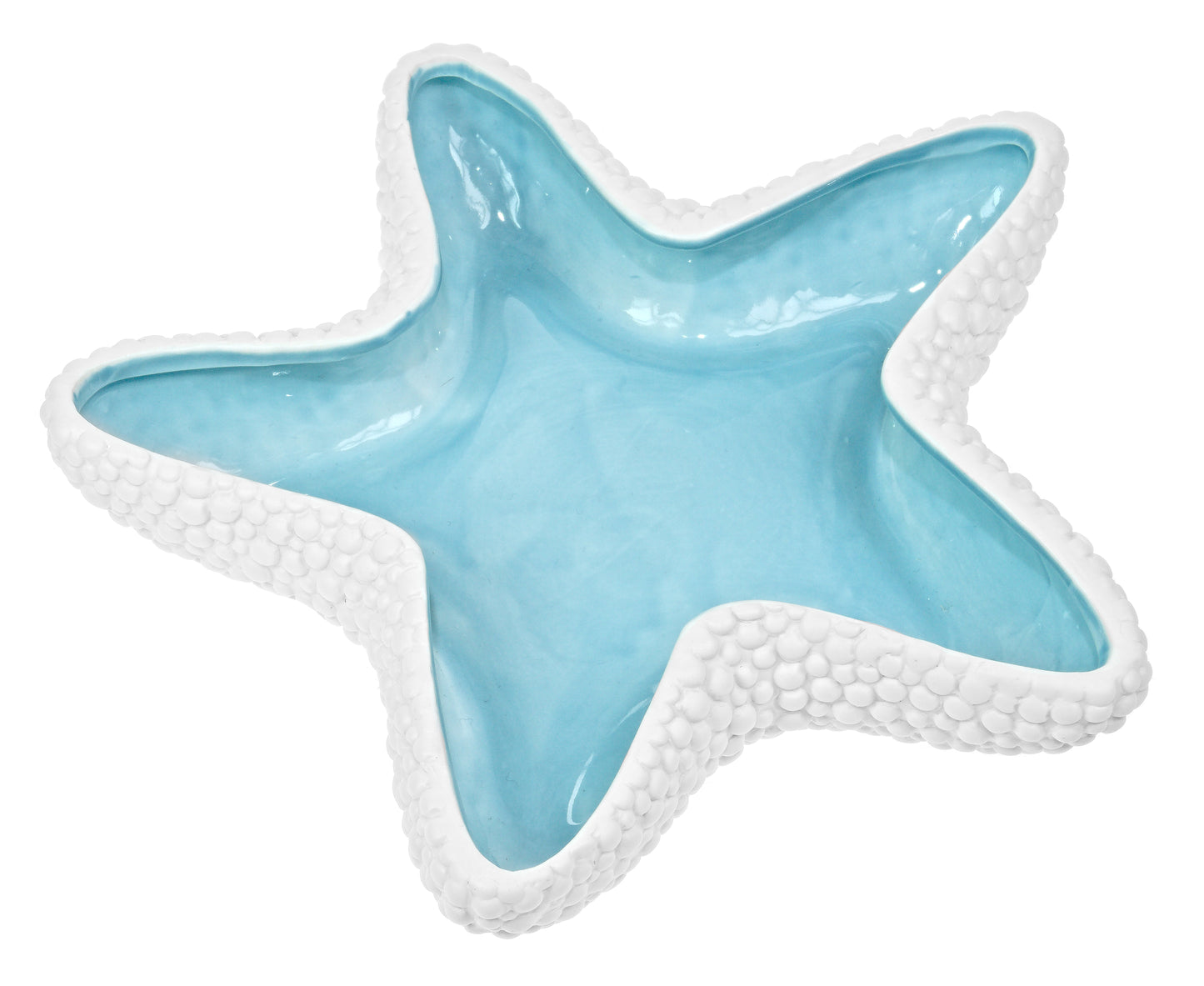 Quay Traders White Blue Ceramic Starfish Shaped Dish