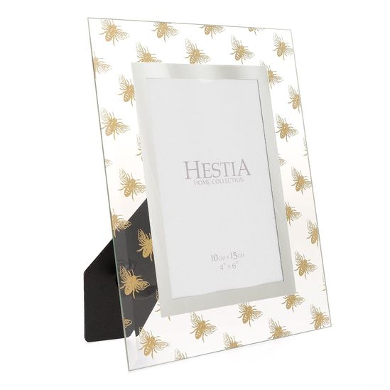 Hestia Glass Gold Bee Photo Frame 7" x 5" (Unboxed)