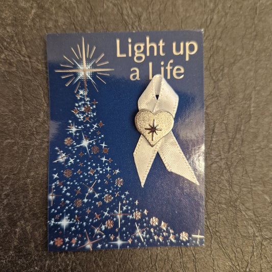 Light Up a Life Ribbon & Heart Pin Badge