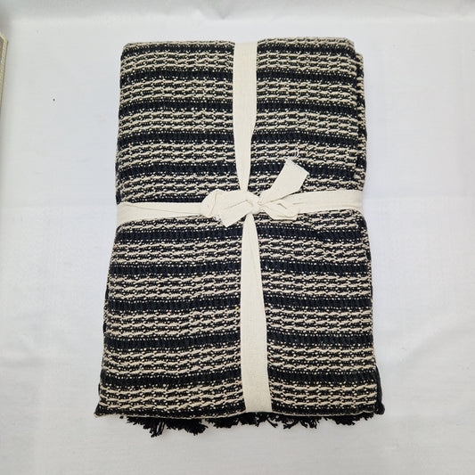 Beamfeature Country Club Milan Throw - Black / Natural Stripe