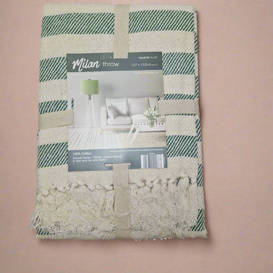 Beamfeature Country Club Milan Throw - Green / White Stripe