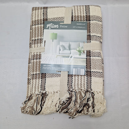 Beamfeature Country Club Milan Throw - Natural / Brown Check