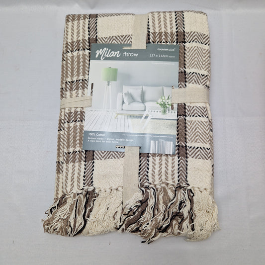 Beamfeature Country Club Milan Throw - Natural / Brown Check