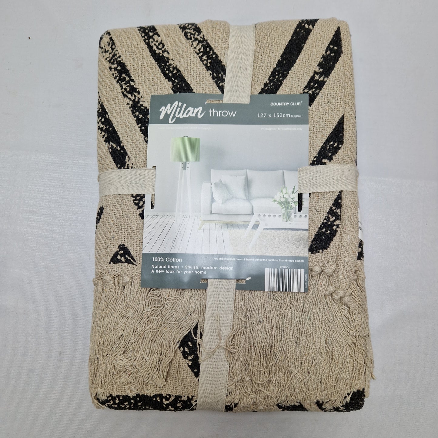 Beamfeature Country Club Milan Throw - Natural Grey Chevron