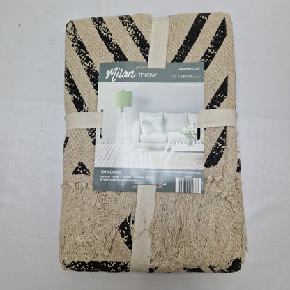 Beamfeature Country Club Milan Throw - Natural Grey Chevron