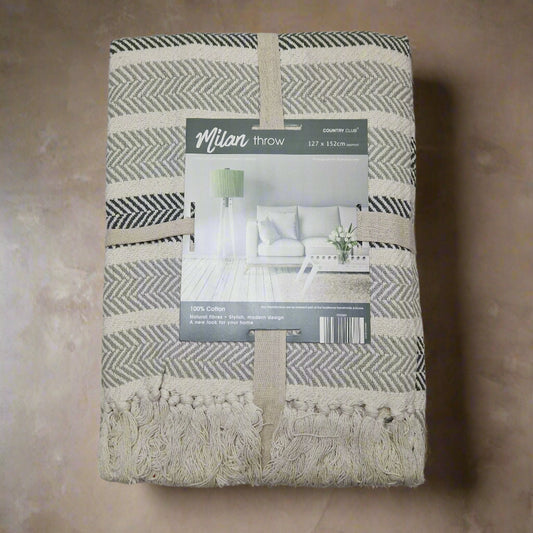 Beamfeature Country Club Milan Throw - Grey Multi Chevron