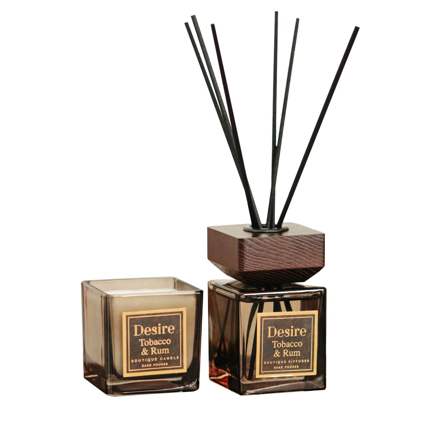 Scented Candle & Reed Diffuser Set Tobacco & Rum Home Fragrance 150ml Boxed Gift