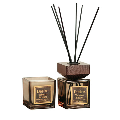 Scented Candle & Reed Diffuser Set Tobacco & Rum Home Fragrance 150ml Boxed Gift