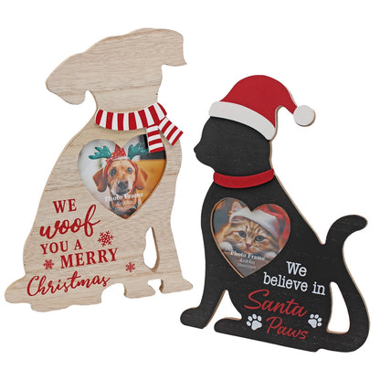 Christmas Pet Photo Frame with Heart 27cm Wooden