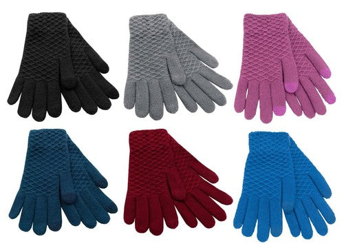 Foxbury Ladies Diamond Textured Touch Screen Gloves