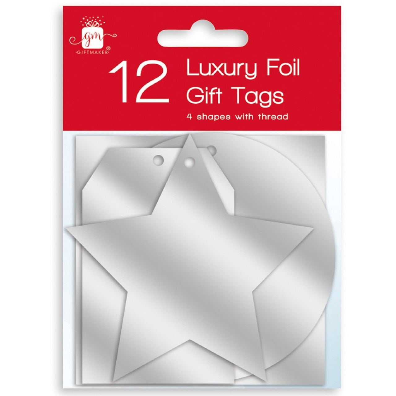 Gift Maker Pack of 12 Luxury Foil Gift Tags - 3 Colours