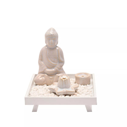 Serenity Alter Buddha Incense Burner Set White