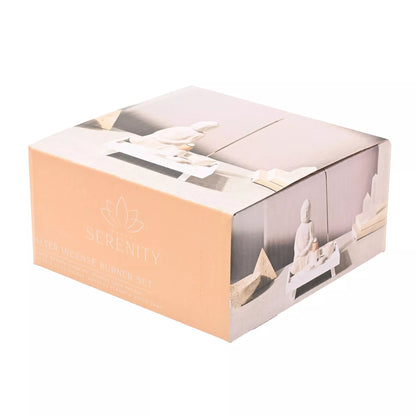 Serenity Alter Buddha Incense Burner Set White
