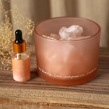 Serenity Rose Quartz Crystal Bowl Diffuser & Oil Aromatherapy Bowl
