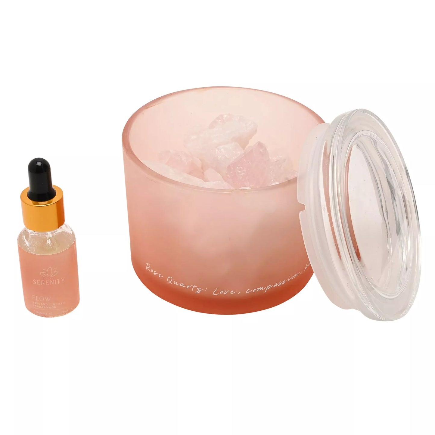 Serenity Rose Quartz Crystal Bowl Diffuser & Oil Aromatherapy Bowl